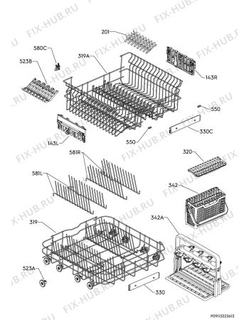 Взрыв-схема посудомоечной машины Aeg FFB52600ZW - Схема узла Basket 160